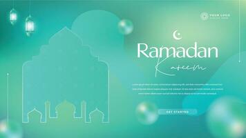 Ramadan Kareem Background Template Design Beauty Green Color Concept vector