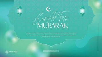 Eid Mubarak Glass Morph Template Green Background vector