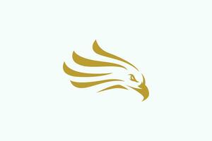 Abstract Eagle Head Shape Premium Symbol Badge Logo with Elegant Gold Color vector