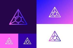 triángulo buscar motor resumen icono logo aplicación símbolo negocio web y tecnología vector