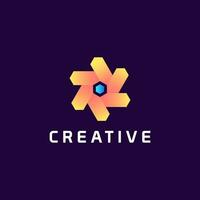 Creative 3D Geometric Polygonal Shape Logo for Business Internet, Education Technology Finance and Construction Industry. vector