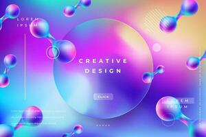 Morph Background Gradient Colorful with Circle Shape Glass Effect Frame Title Text. Poster, Banner, Presentation, Wallpaper Mobile and Desktop. vector