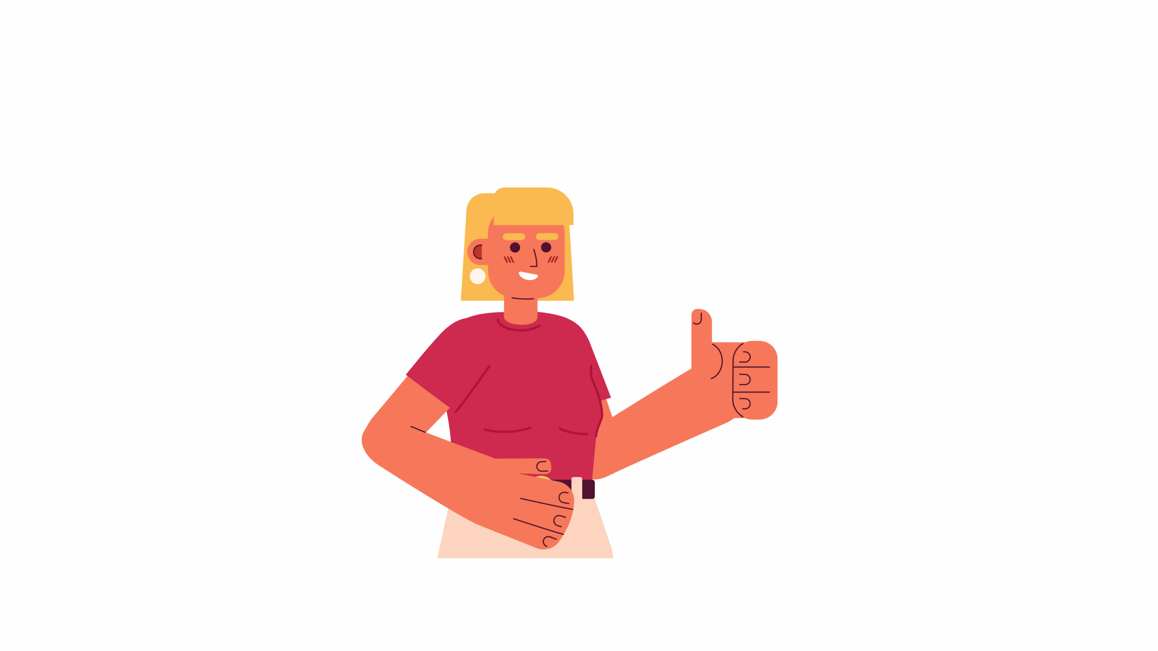 Thumb Up Woman Smiling 2d Character Animation Winning Lady Recommend Thumb Up Woman Smiling 2d Character Animation Winning Lady Recommend
