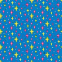 Flat colorful twinkles seamless pattern. Vector isolated elements on blue background. Trendy retro 90s y2k design. Perfect for home decoration, kids textile, wrapping paper, scrapbooking, backgrounds