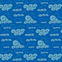 Vector flat minimalistic sea waves seamless pattern. Flat blue waves on blue background. Modern pop art design. Perfect for home decoration, kids textile, wrapping paper, scrapbooking