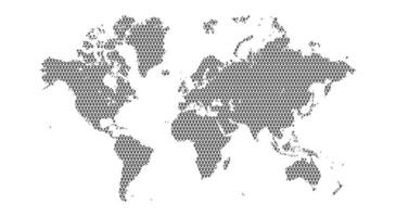 World map with location pin hatch pattern. Vector illustration