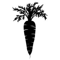 Carrot with leaves silhouette isolated. Vector illustration