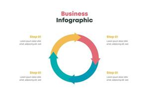 Circle round divided in four parts arrows template scheme diagram chart graph presentation 3d glossy  business infographics Vector illustration