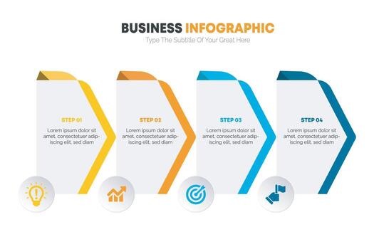 negocio infografia elementos con numerado flecha texto campos en degradado colores vector