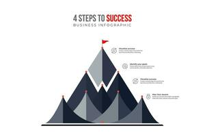 vector ilustración 4 4 paso montaña infografía con diferente detalles