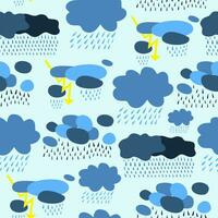 Seamless pattern with clouds and rain vector