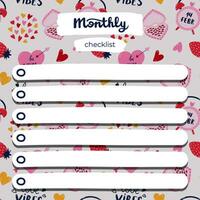 Cute scrapbook templates for planner. Notes, to do, to buy, to read with illustrations about love, romance, Valentine's day. With printable, editable illustrations. For school and university schedule vector