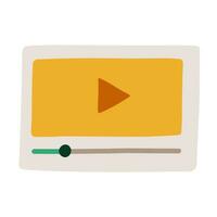 Modern video player. Hand drawn vector flat illustration of computer interface, ui play button, music or video symbol. Game element for lifestyle design. Digital computer entertainment or education