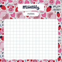 Cute scrapbook templates for planner. Notes, to do, to buy, to read with illustrations about love, romance, Valentine's day. With printable, editable illustrations. For school and university schedule vector