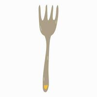 Fork with little heart in funny naive style. Kitchen utensils for tableware at lunch. Flatware. Cute vector hand drawn clipart isolated on background. Concept of meal, food, dinner.