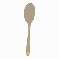 Spoon with little heart in funny naive style. Kitchen utensils for tableware at lunch. Flatware. Cute vector hand drawn clipart isolated on background. Concept of meal, food, dinner.