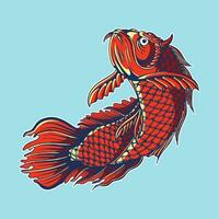 ilustración arowana pescado súper rojo vector