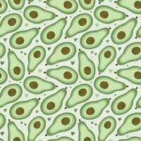 Cute and colorful vector seamless hand drawn pattern with cute hand drawn avocado cut in half and hearts. Can be used for wrapping paper, bedclothes, notebook, packages, gift paper. Vector clipart.
