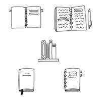 Cute hand drawn set of isolated doodle of ring notebooks, planners, books, notepads for education and scheduling vector