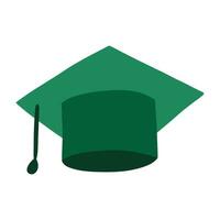 Hand drawn illustration with colorful graduation hat. Isolated vector as sign of ending school, college, university. Traditional education symbol in flat style. Element of clothing of the student.