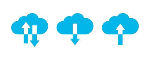 Collection cloud with arrow line icon. Upload and download cloud arrow vector symbols. Vector illustration