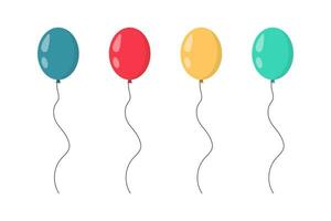 Balloons in cartoon style isolated on white background. Vector set