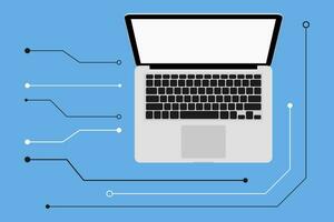 Laptop flat icon. Laptop. Design of computer View of laptop with keyboard and blank graphic monitor for business. Vector illustration