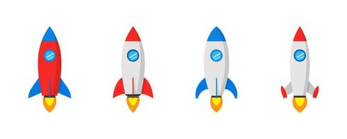 Rocket launch concept. Space rocket launch with fire. vector