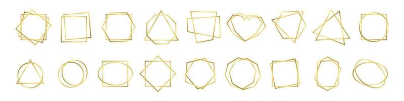 Golden frames set. Golden borders set vector
