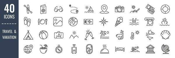 Travel and tourism icon set. Travel and vacation icon set vector