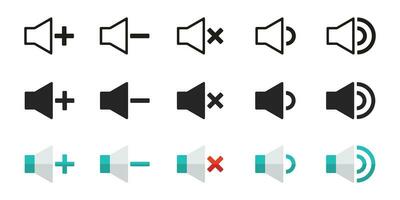 Speaker audio icon set. Volume voice on off mute symbol. vector