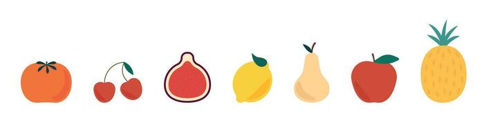 Fruit icon set. Cartoon style fruit set vector