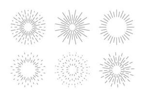 Set of vector sparks and stars. Black vector sunburst design elements set