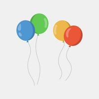 Bunch of balloons in cartoon style isolated on white background. Vector set