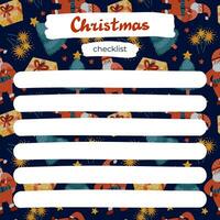 Cute scrapbook templates for planner - notes, to do, to buy and other with illustrations about Christmas, New year, winter. With printable, editable illustrations. For school and university schedule vector