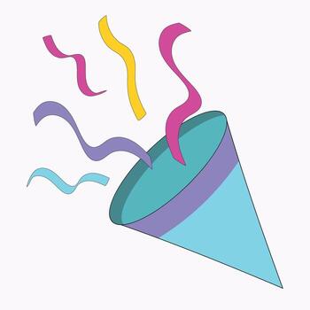 Festive firecracker and confetti on a white background. vector