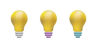 Light bulb icon. 3D lamp icon. Vector illustration.