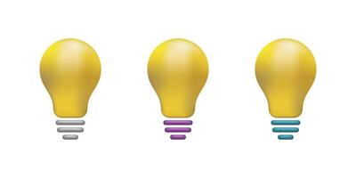 Light bulb icon. 3D lamp icon. Vector illustration.