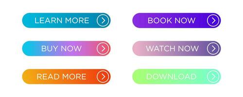 Web button set. Gradient buttons set. Vector illustration.