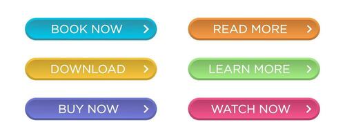 Web button set. Modern material style buttons. Vector illustration.