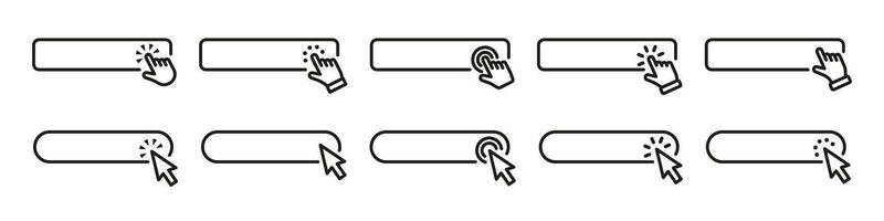 Click here buttons set. Click here web button sign. vector