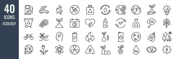 Ecology icon set. Environment linear icons set vector