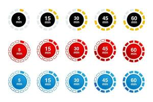 Timers icon set. Timer and stopwatch icons. Timer collection. Isolated vector