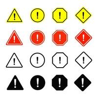 Warning sign icon set. Alert icon set. Vector illustration