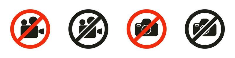 Camera not allowed icon. Camera is forbidden and banned here. Vector illustration