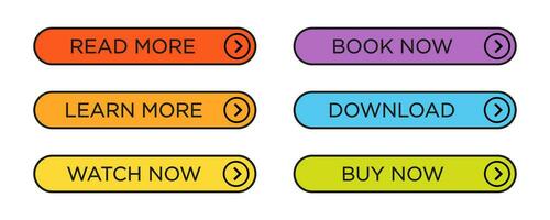 Colorful web buttons set. Web button set. Vector illustration.