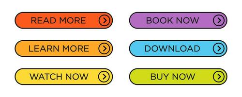 Colorful web buttons set. Web button set. Vector illustration.