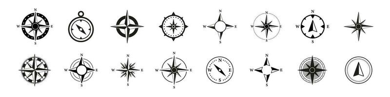 Compass icons set. Compass icon collection. Simple symbol. vector