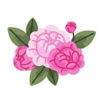 Flat vector illustration of pink peonies. Perfect for decorating invitations, corporate identity of a florist and a flower shop.