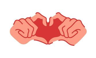 Stylized hands fold the shape of a heart. Finger gesture. Element for design. Vector illustration on an isolated white background.